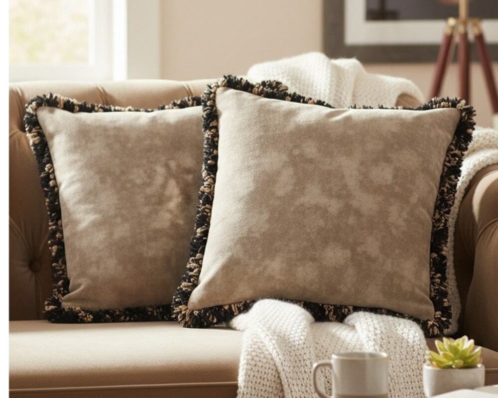 JC Penney Home Collection 17x17 Throw Pillows Black Gray Set of 2 Decorative